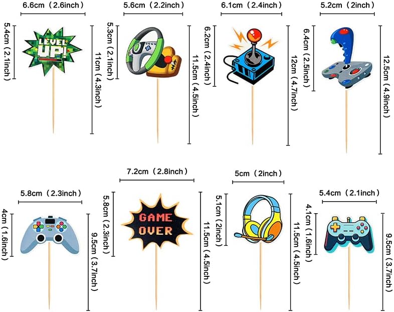 SAMOKA Video Game Cupcake Toppers 24 PCS