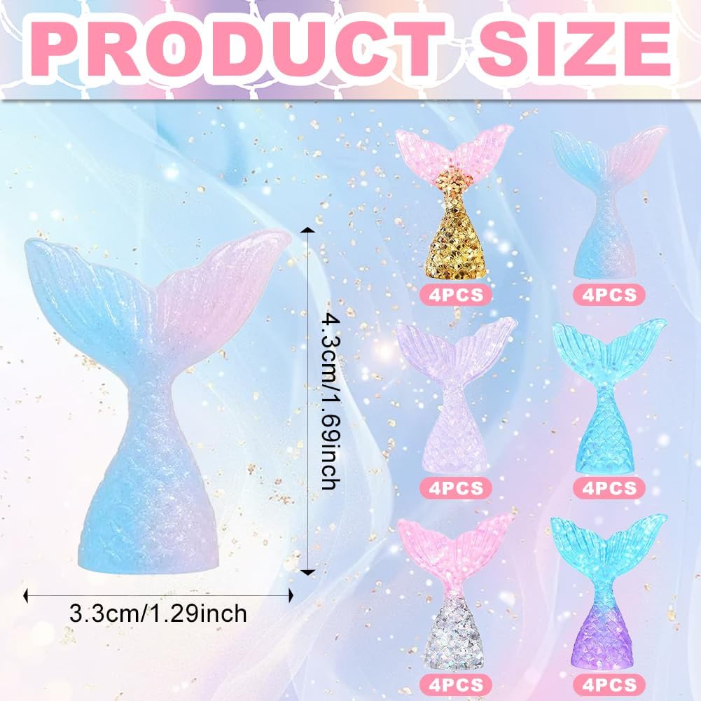 30 Pcs Glittering Mermaid Tail Cupcake Toppers