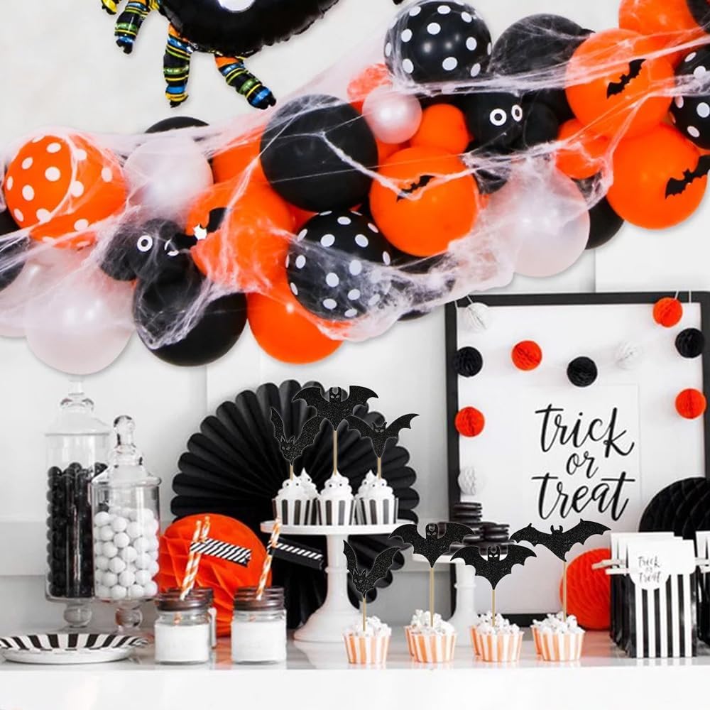 12 Pcs Halloween Bat Cupcake Toppers Non-Edible Party Decorations