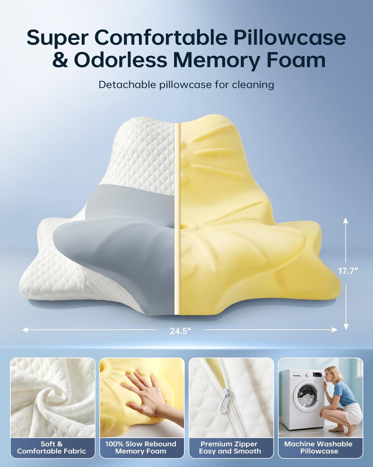 LeArex Ultra Pain Relief Memory Foam Pillow - Neck and Shoulder Support