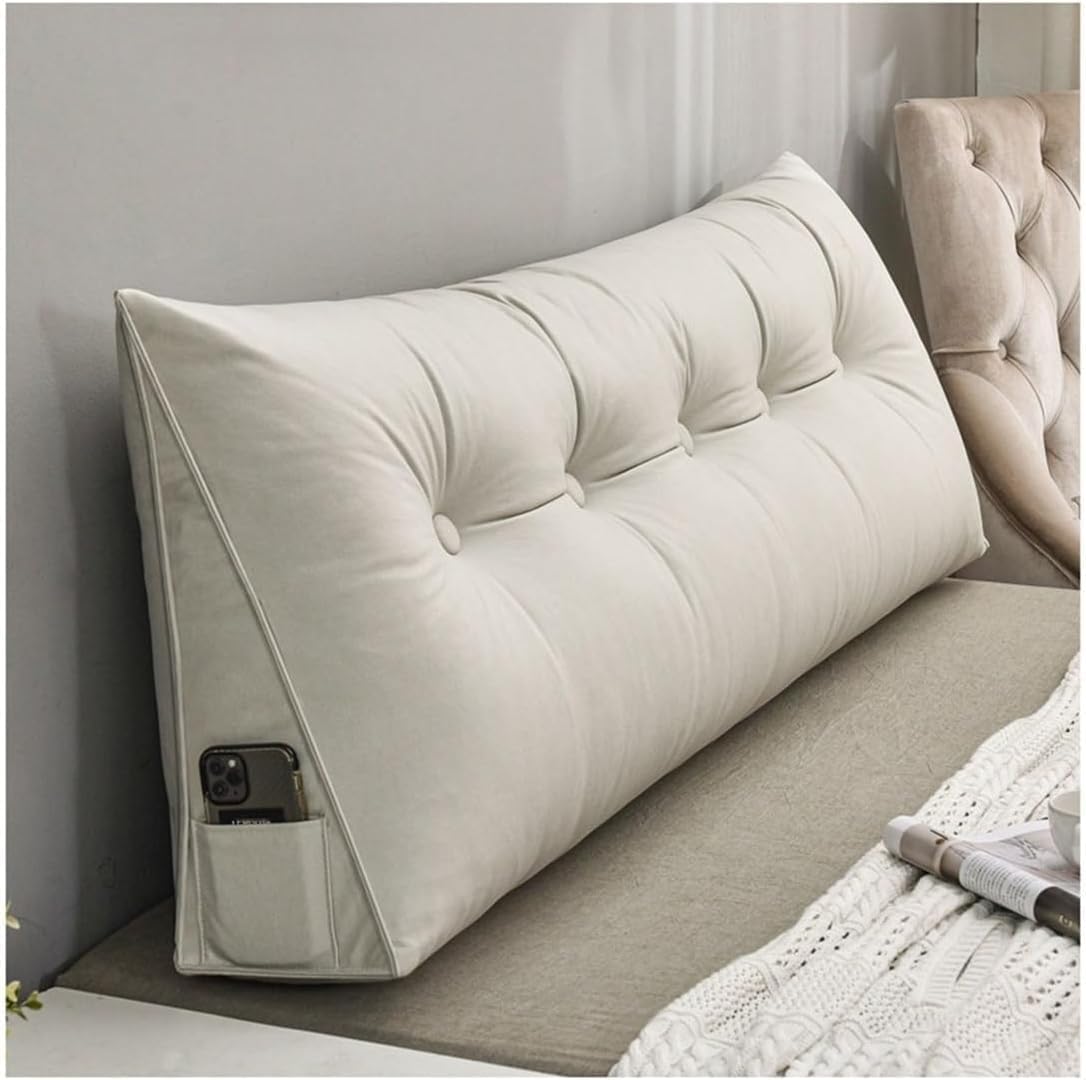 Removable Washable Wedge Headboard Pillow in Ivory White