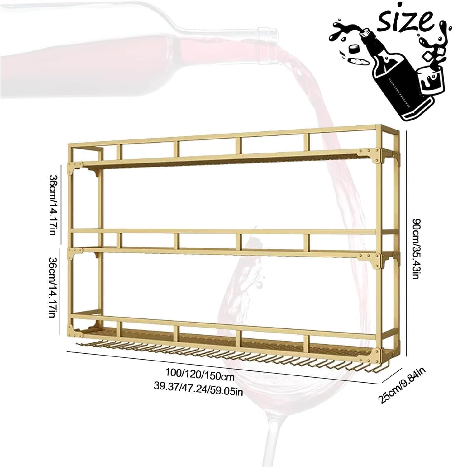RAJYQODIS Wall Mounted Wine Rack 3 Tiers