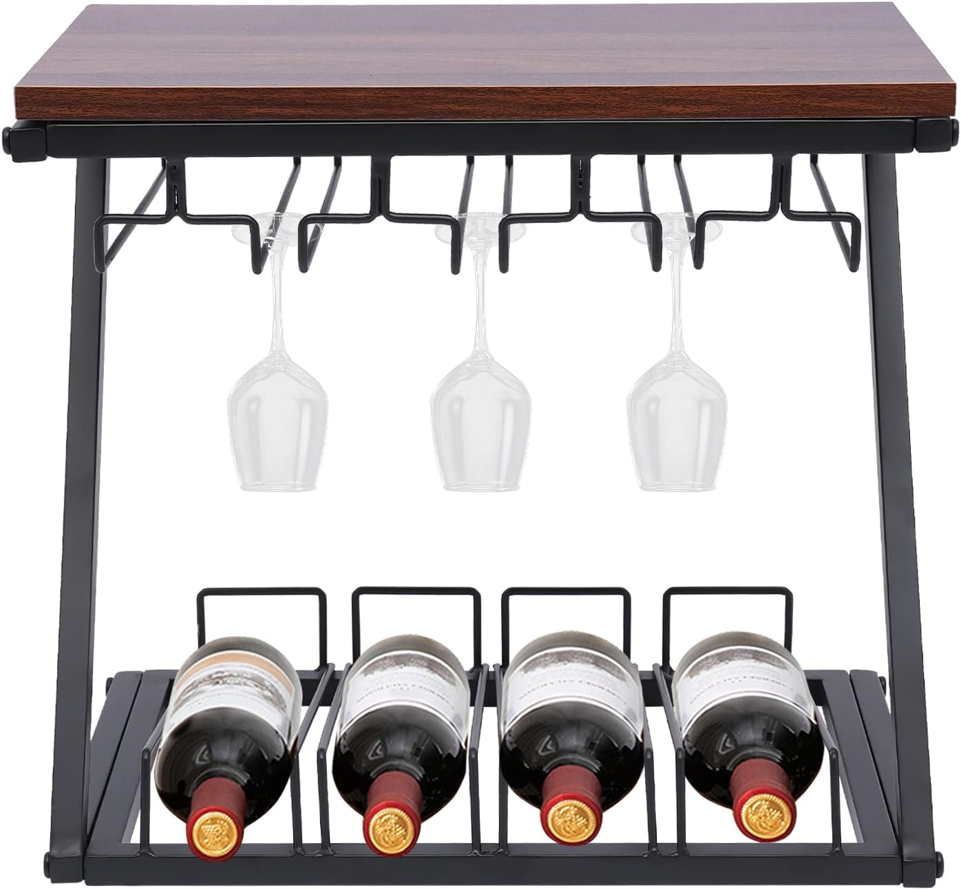2 Tier Freestanding Wine Rack Holder Black