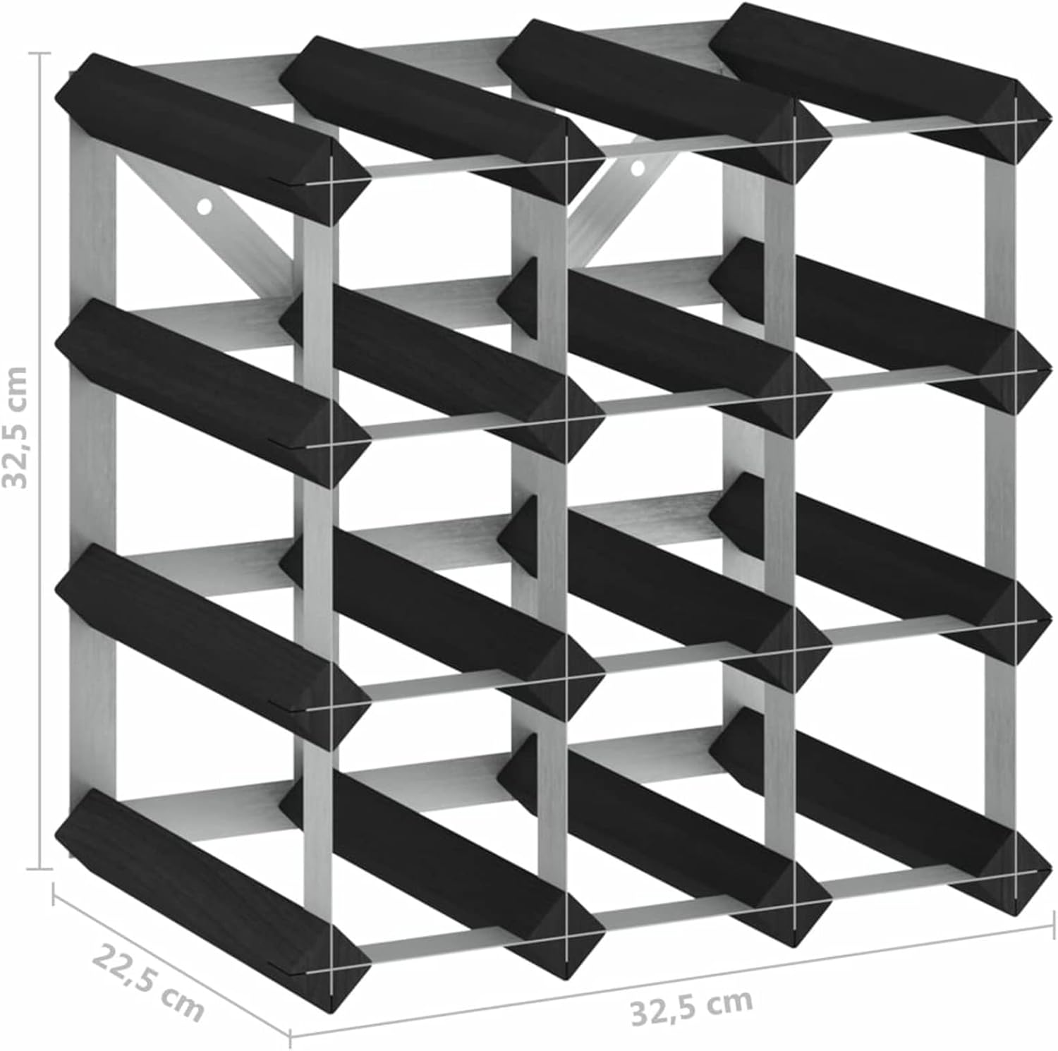 Bopdu Freestanding Wine Rack for 12 Bottles Black Wood