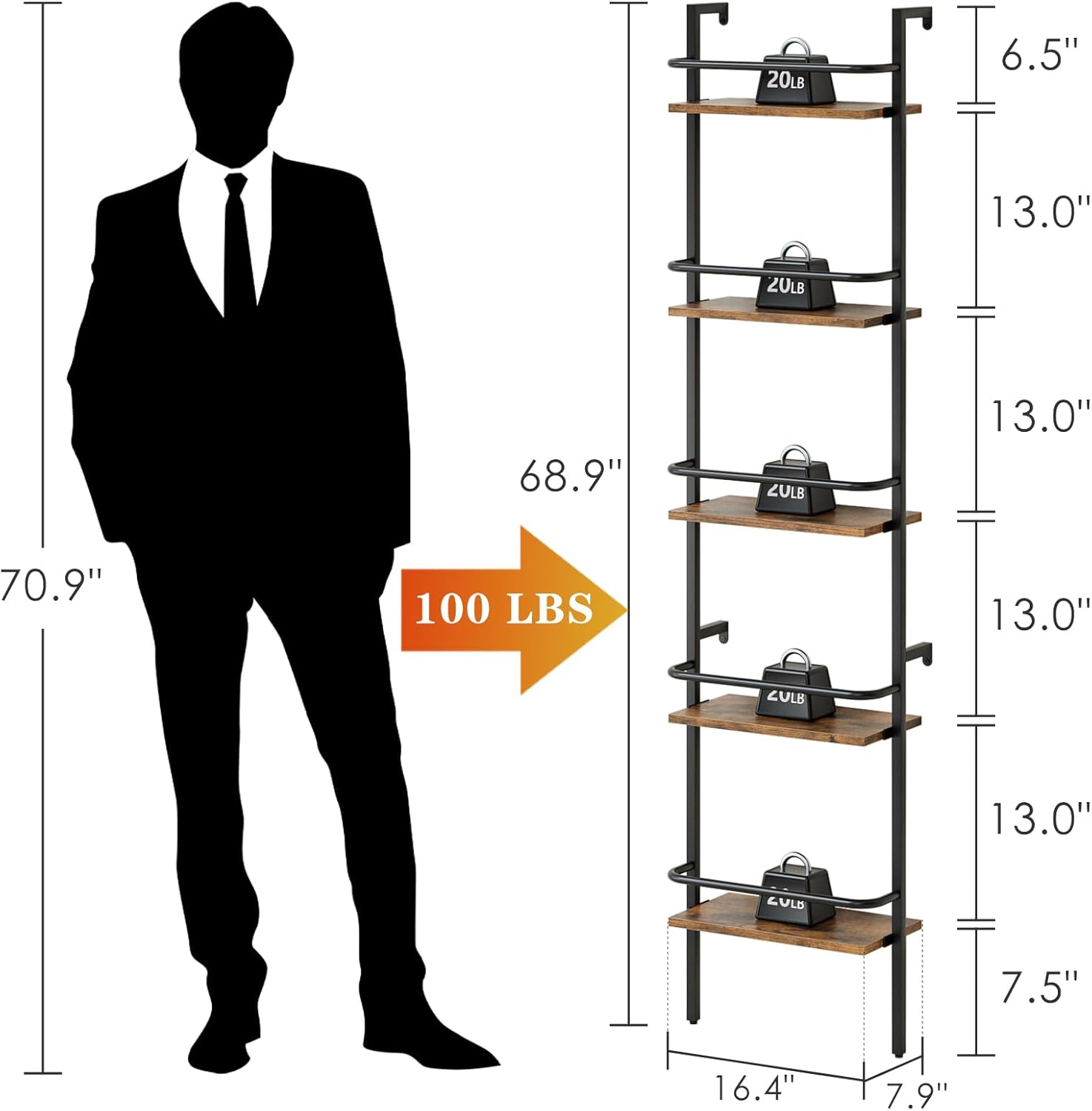 Heakrit 5-Tier Wall-Mounted Wine Rack with Fences