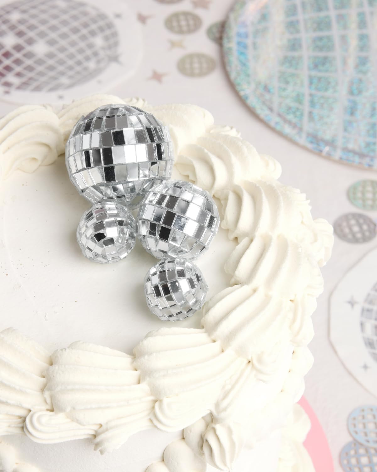 XO Fetti Disco Ball Mini Cake Topper - 4 Pieces