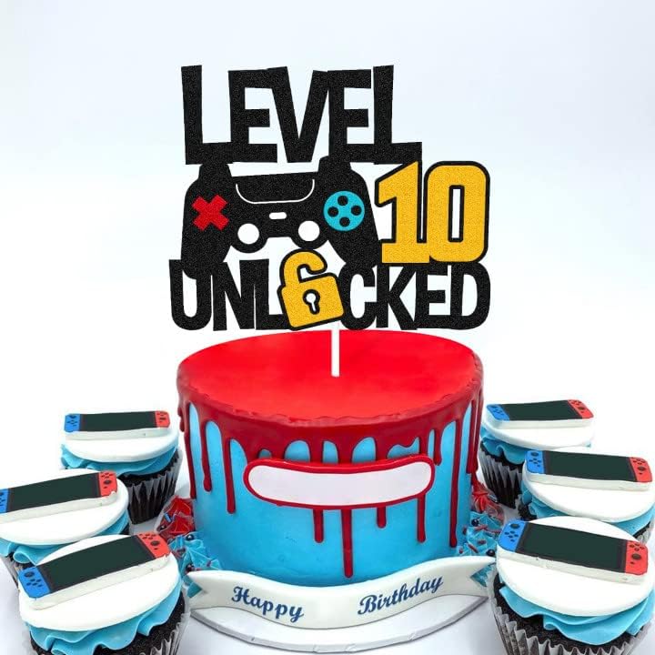 Vikiwiin Level 10th Cake Topper Game Controller Non-Edible Decoration