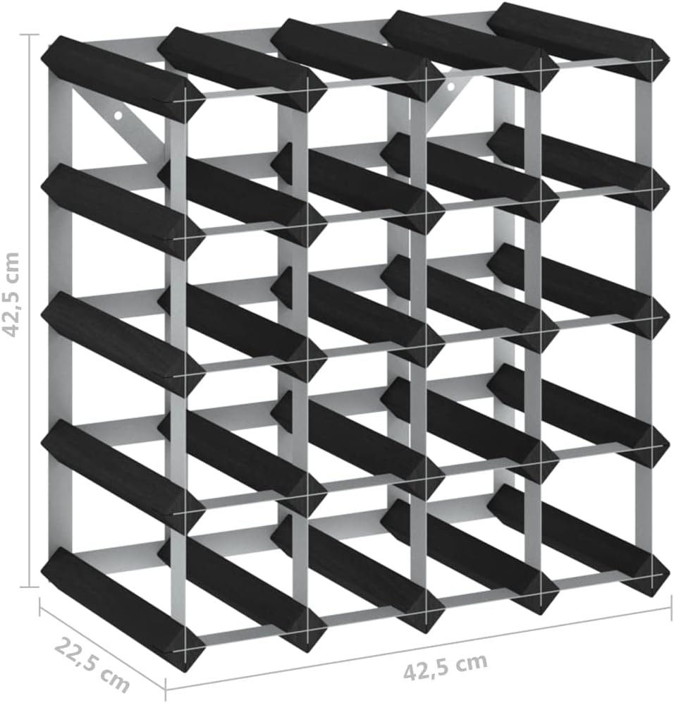 Freestanding Wine Rack for 20 Bottles Black Solid Pine Wood