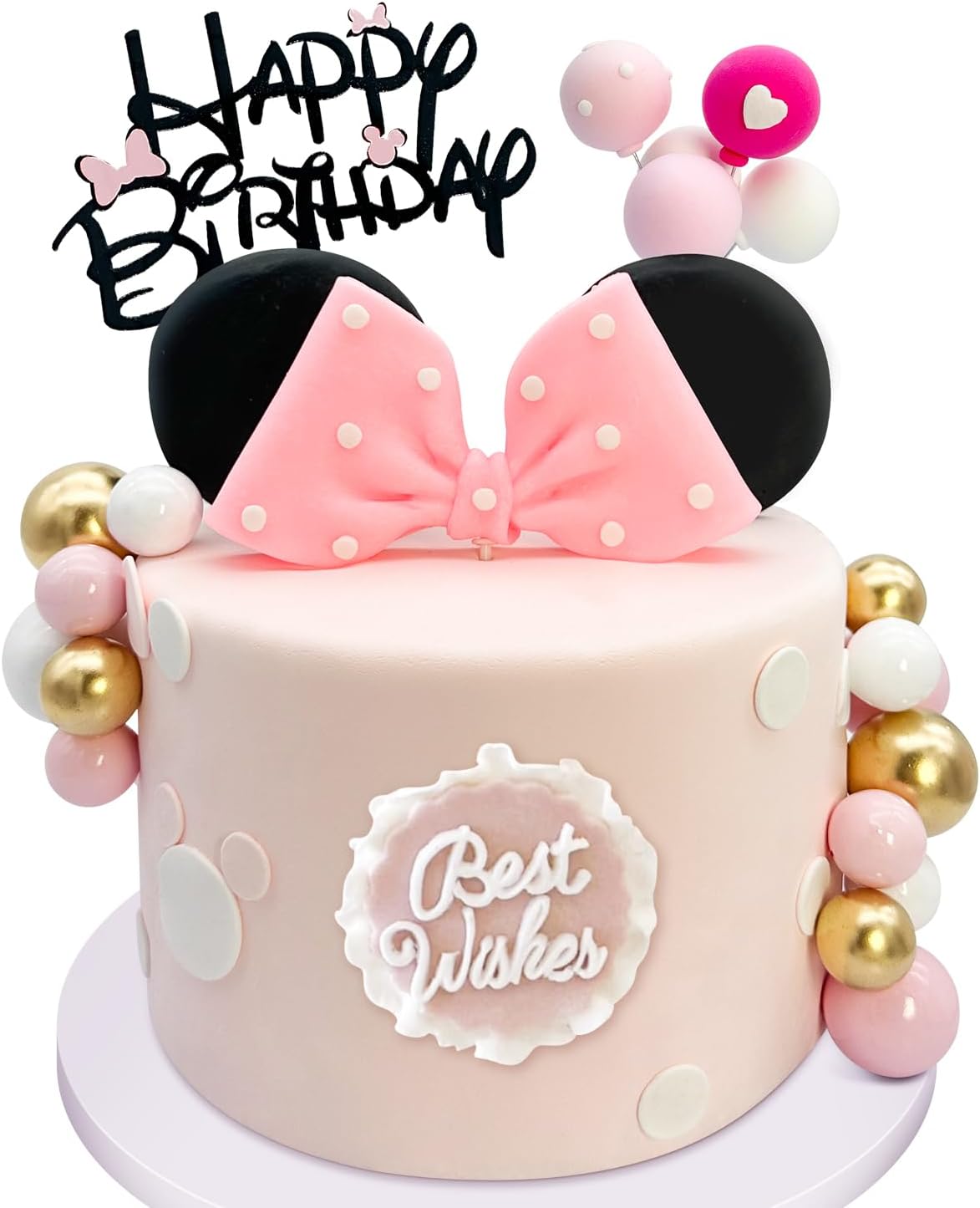 20Pcs Mouse Cake Toppers with Bows and Ears Birthday Decor