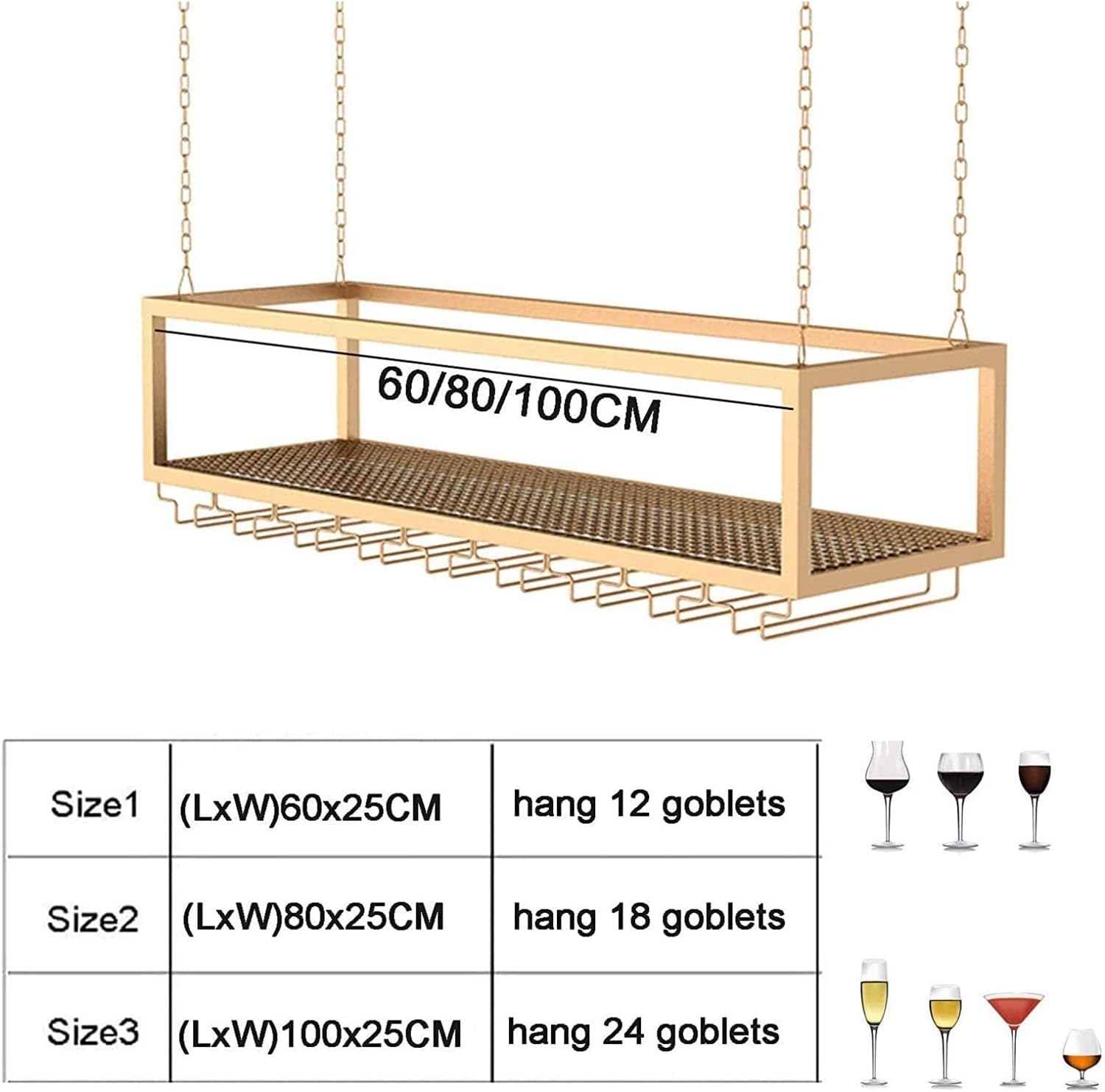 ALDEPO Wall-Mounted Wine Rack Gold 60x25cm