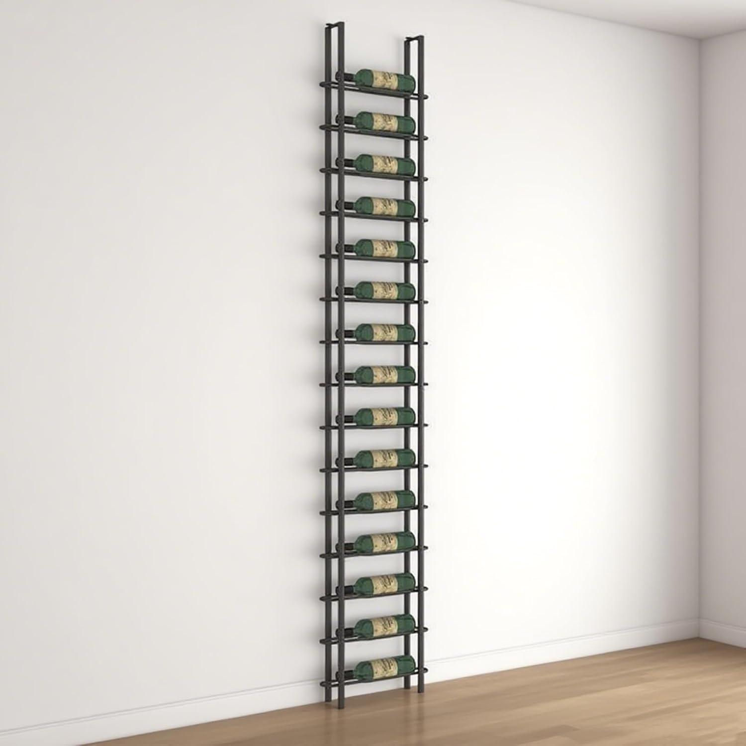 RAJYQODIS 16 Tier Freestanding Wine Rack Black