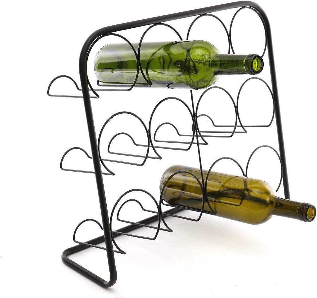 Black Metal Wire Wine Rack for 12 Bottles Freestanding