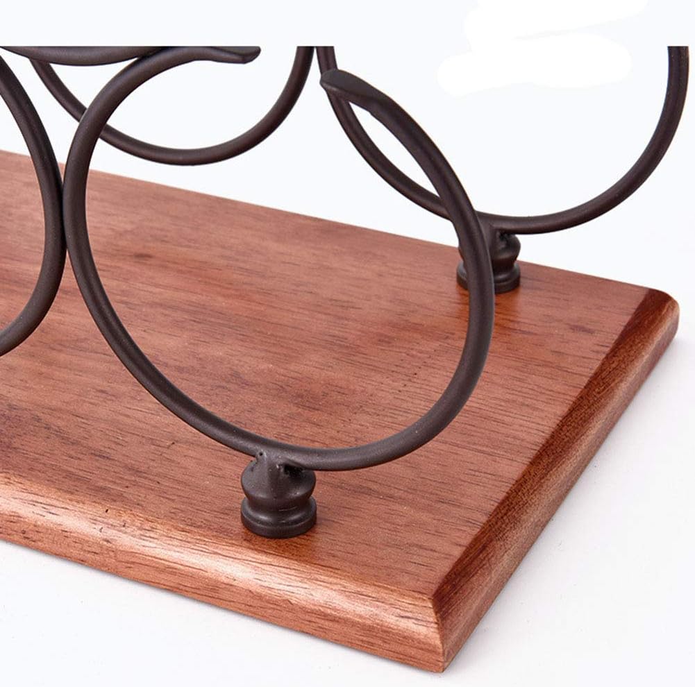 6 Bottles Metal Wine Rack Freestanding Organizer Stand Black