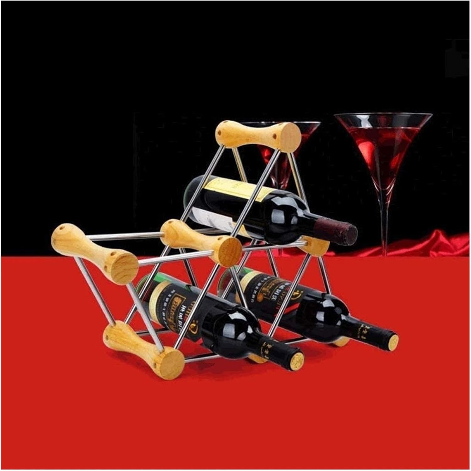 Stainless Steel Wine Rack for Bar Cart Decor