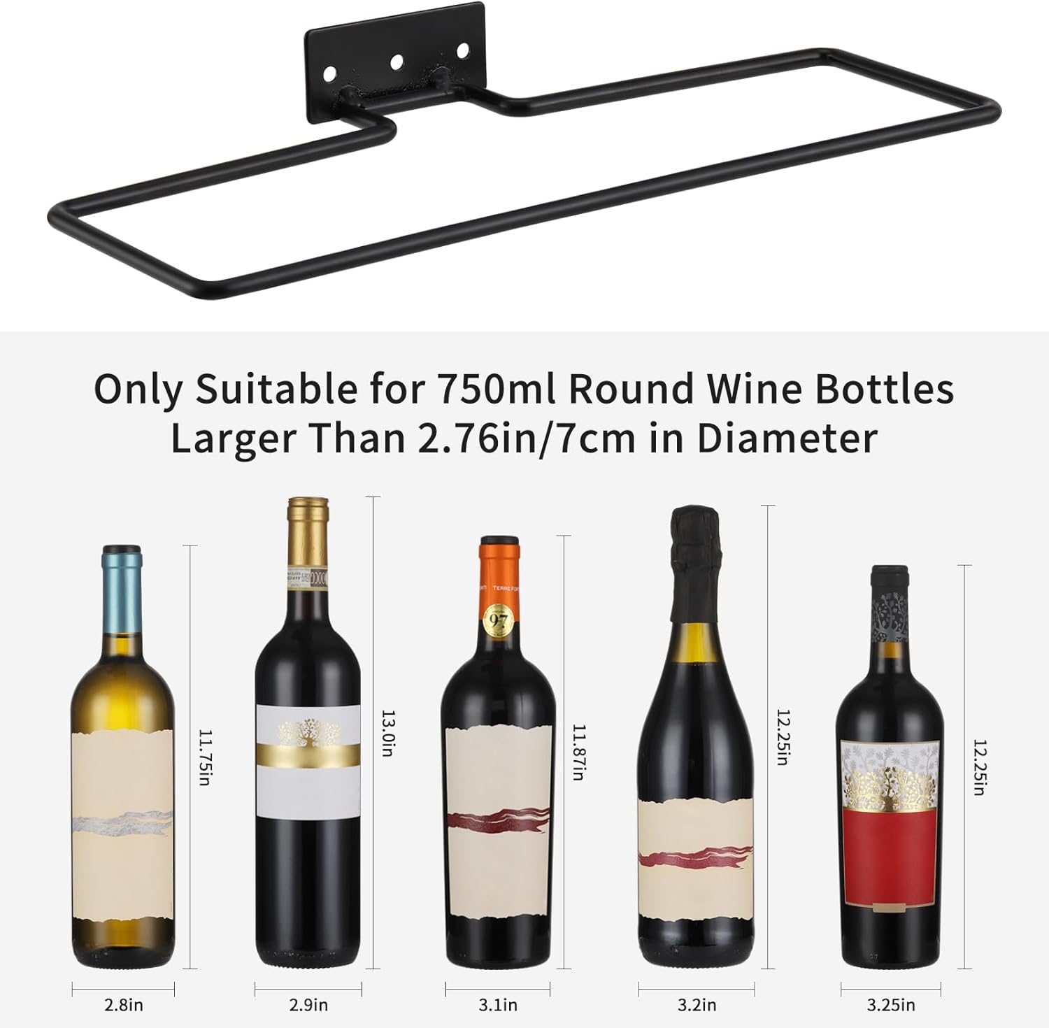 CBYJK Wall-Mounted Wine Rack for 12 Bottles