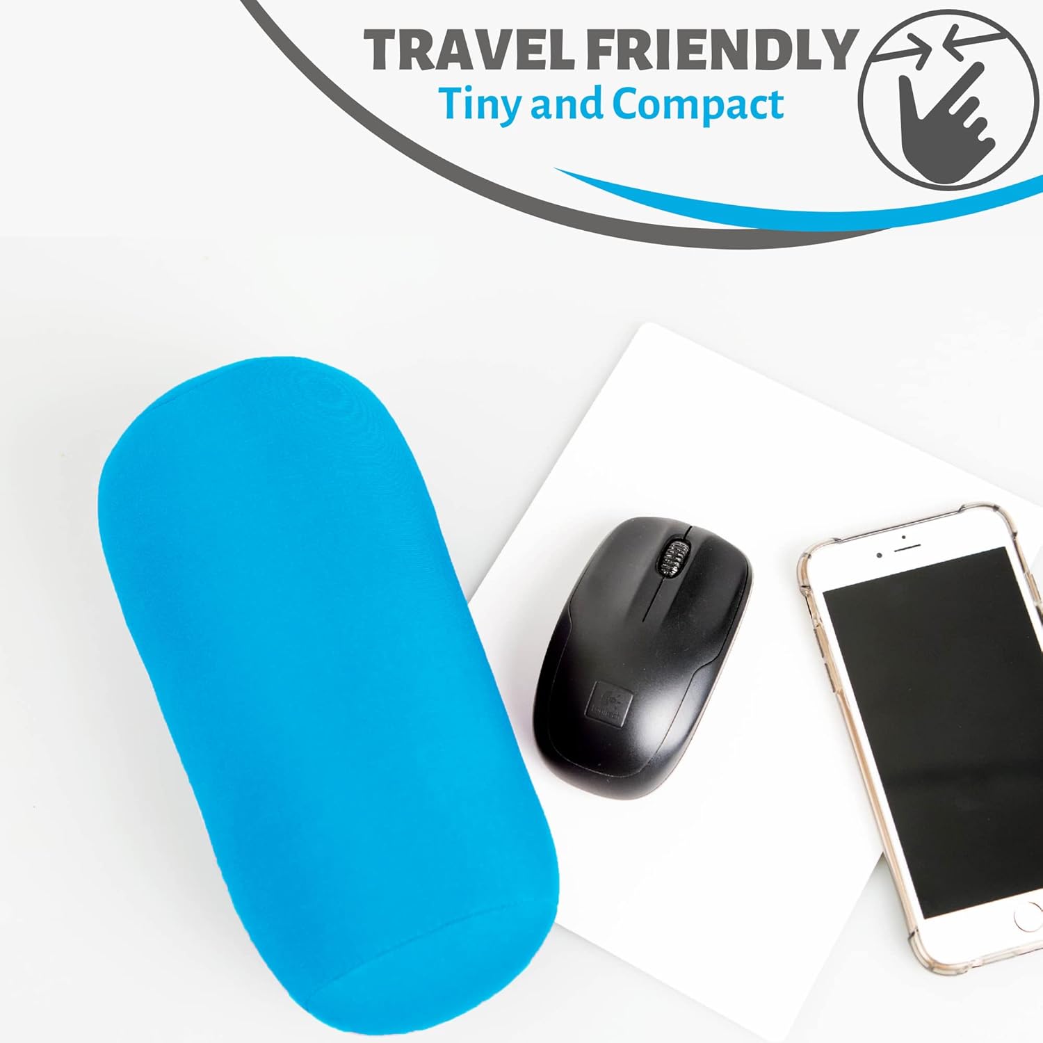 Travel Fanatics Mini Microbead Pillow 35x8 Blue