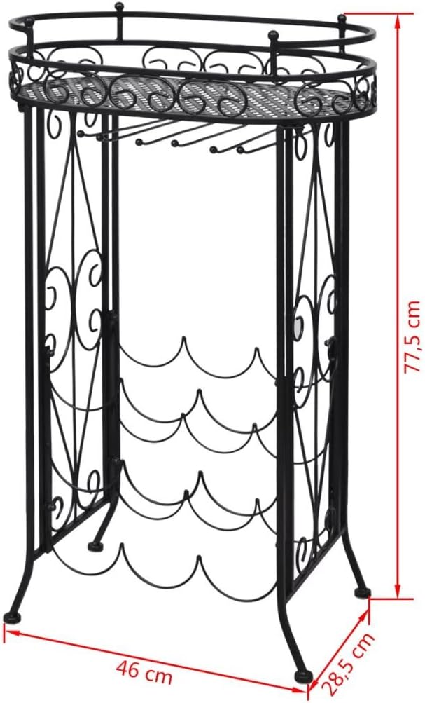 Bopdu 9 Bottles Wine Rack Metal with Glass Holder