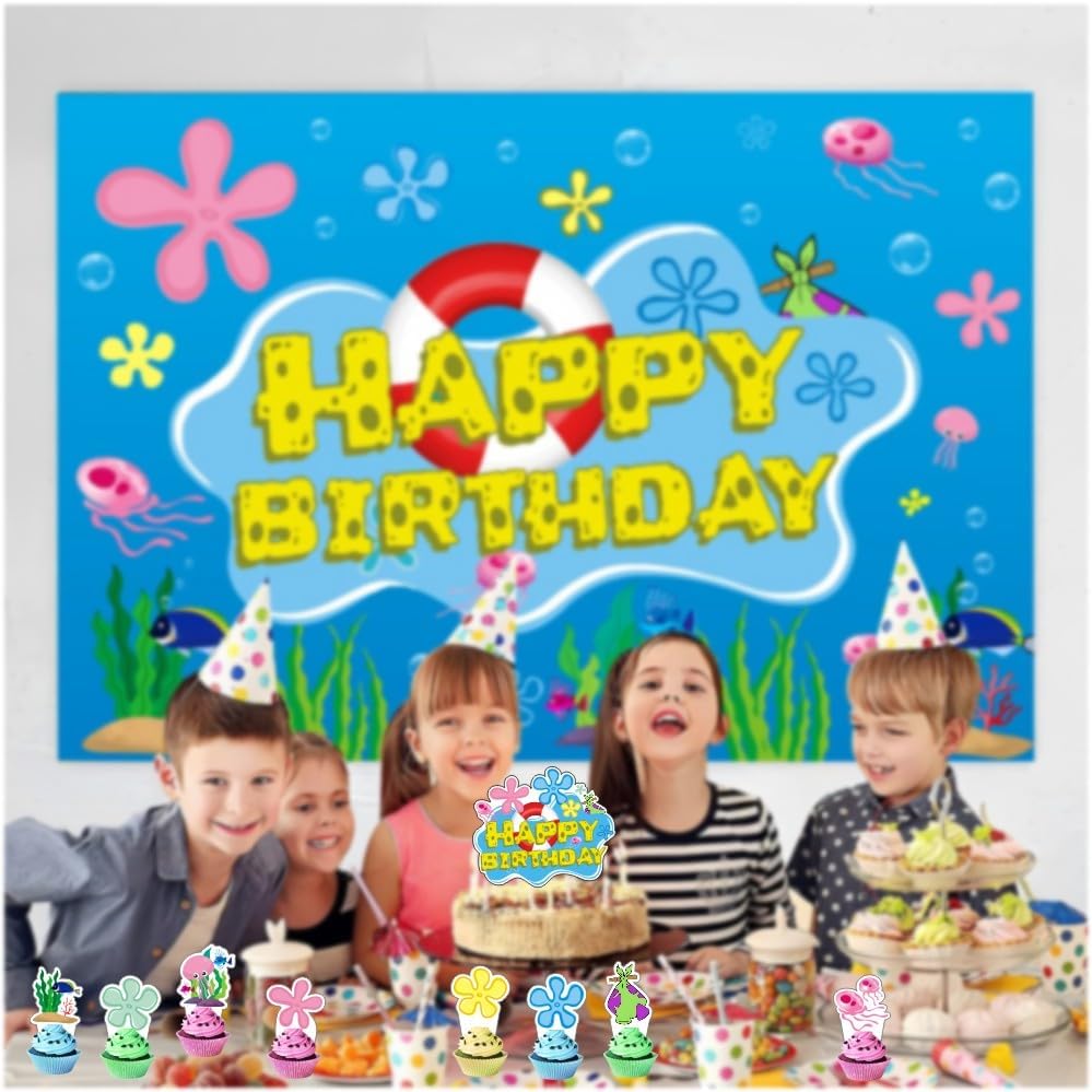 25 Pcs Yellow Cake Topper Set Kids Birthday Decorations