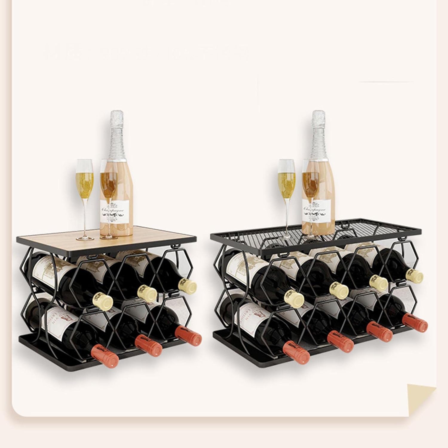 JUSHZ Foldable Wine Rack Holder 6-Bottle Black