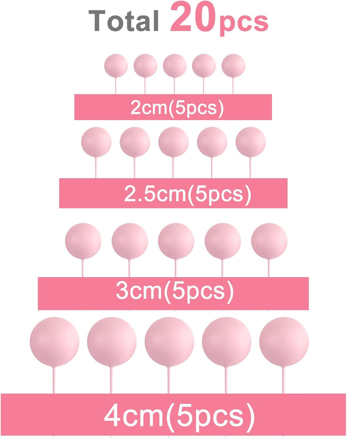 ASTARON 20 Pcs Light Pink Ball Cake Decorations