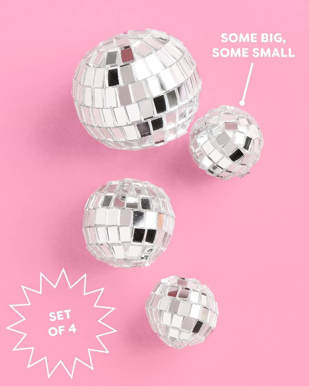 XO Fetti Disco Ball Mini Cake Topper - 4 Pieces