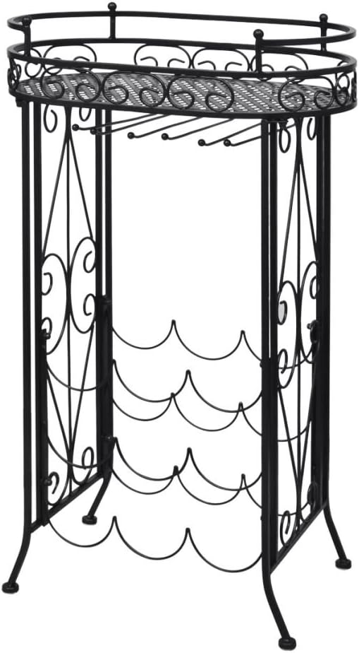 Bopdu 9 Bottles Wine Rack Metal with Glass Holder