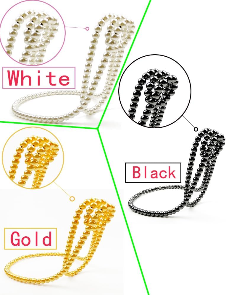 Black Artificial Pearl Necklace Wine Rack Stylish Metal Holder