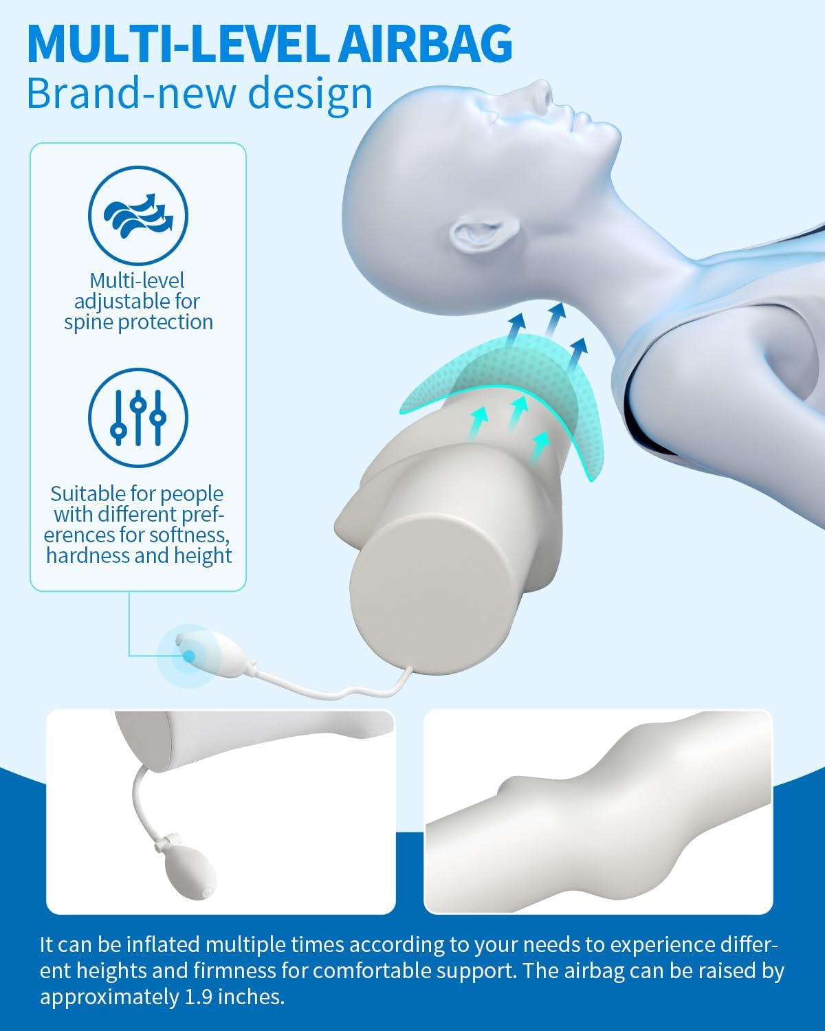 Adjustable Cervical Support Pillow for Neck and Shoulder Relief