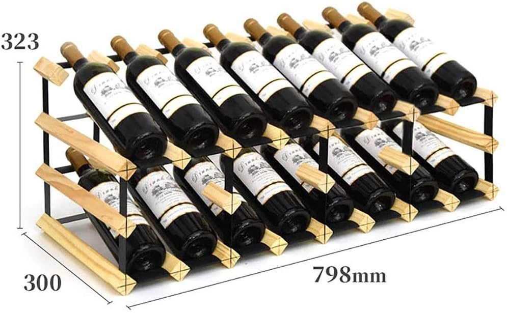 16 Bottle Wood Wine Rack Free Standing