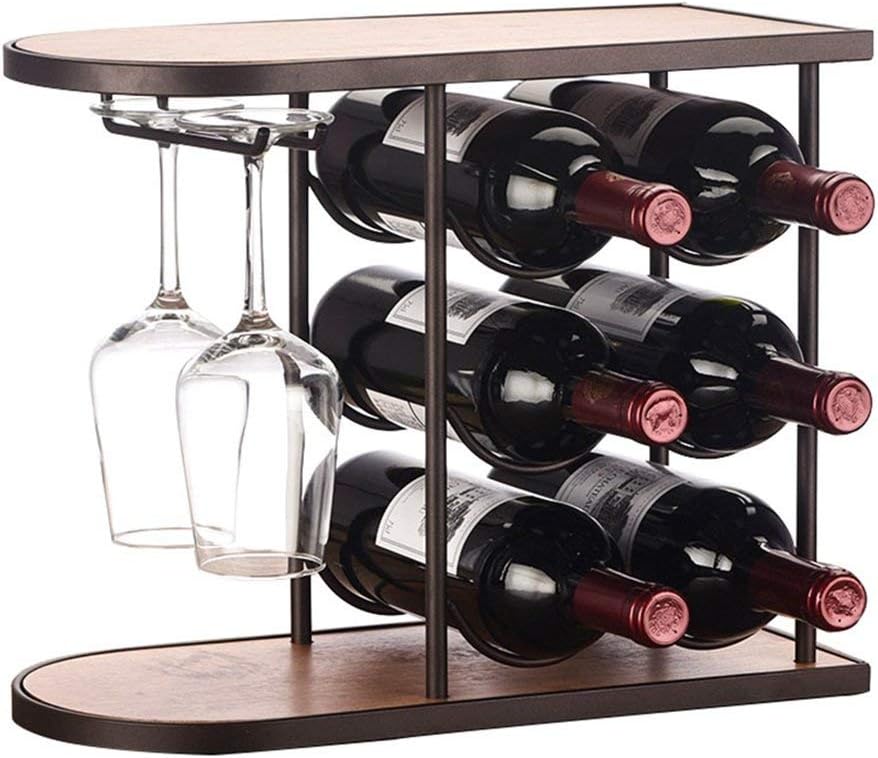 KOHARA Free Standing Wine Rack 6 Bottles 2 Glasses 1