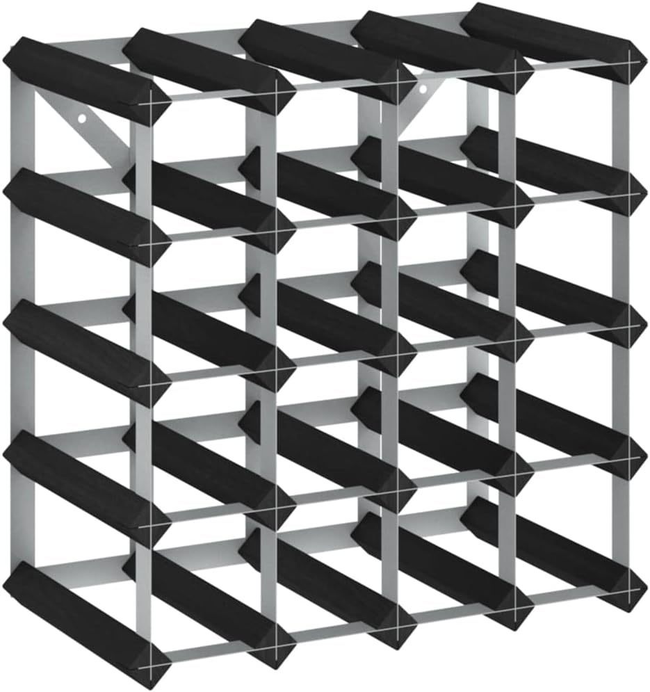 Freestanding Wine Rack for 20 Bottles Black Solid Pine Wood