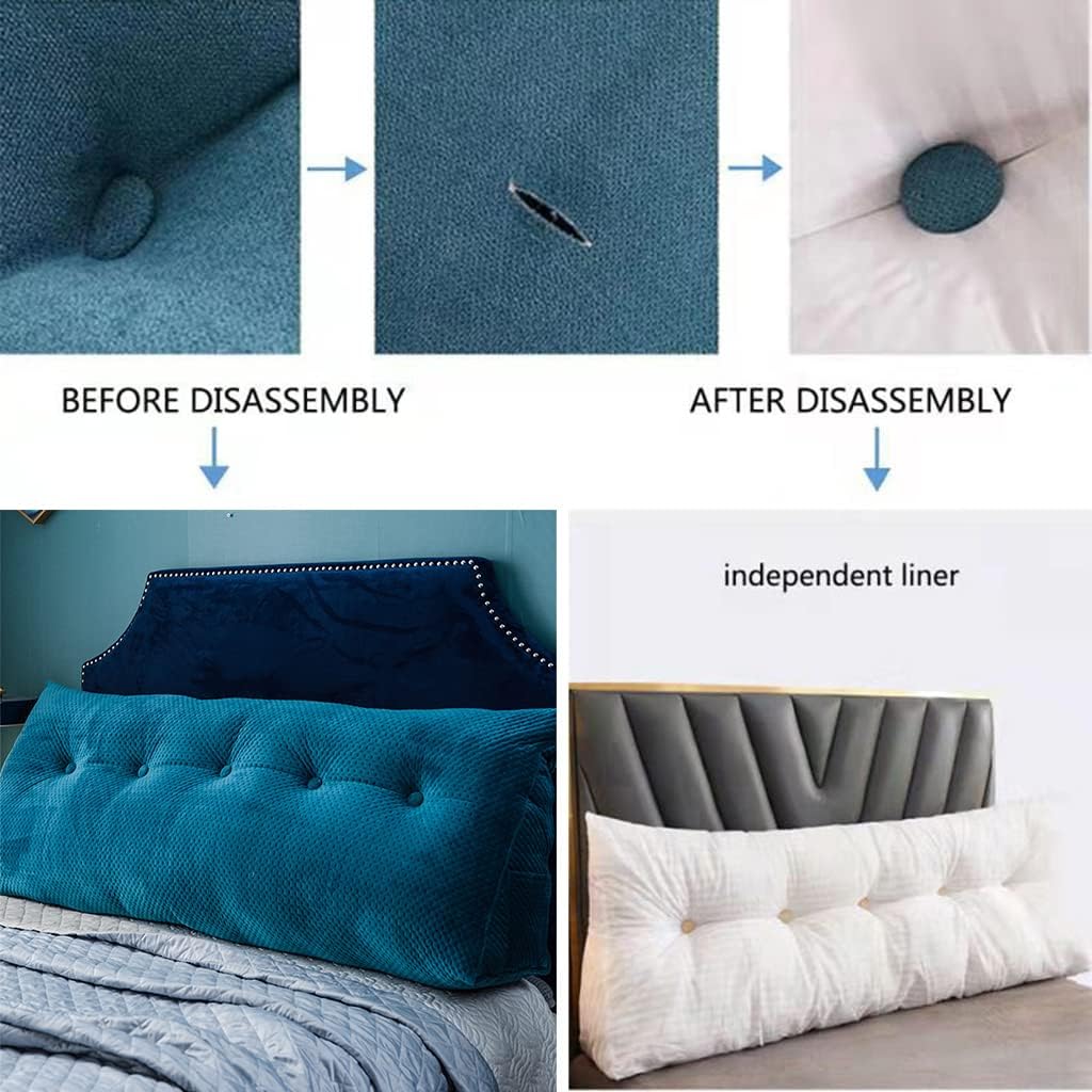 ZZYK Large Bolster Headboard Pillow with Removable Cover Light Blue 47inch