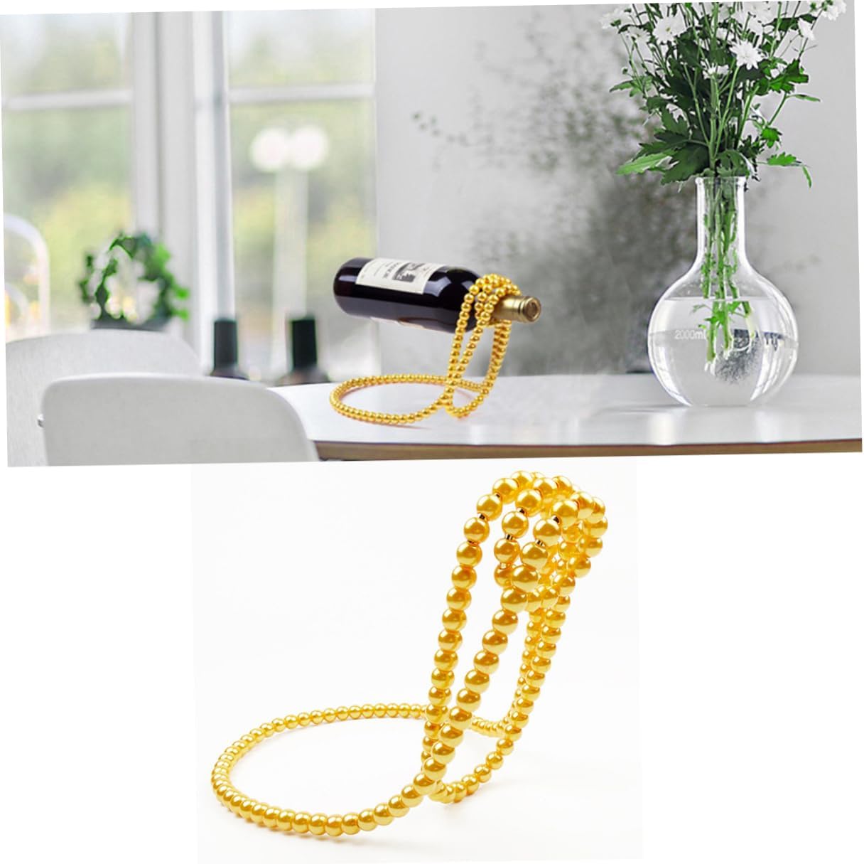 Creative Pearl Necklace Wine Rack Freestanding
