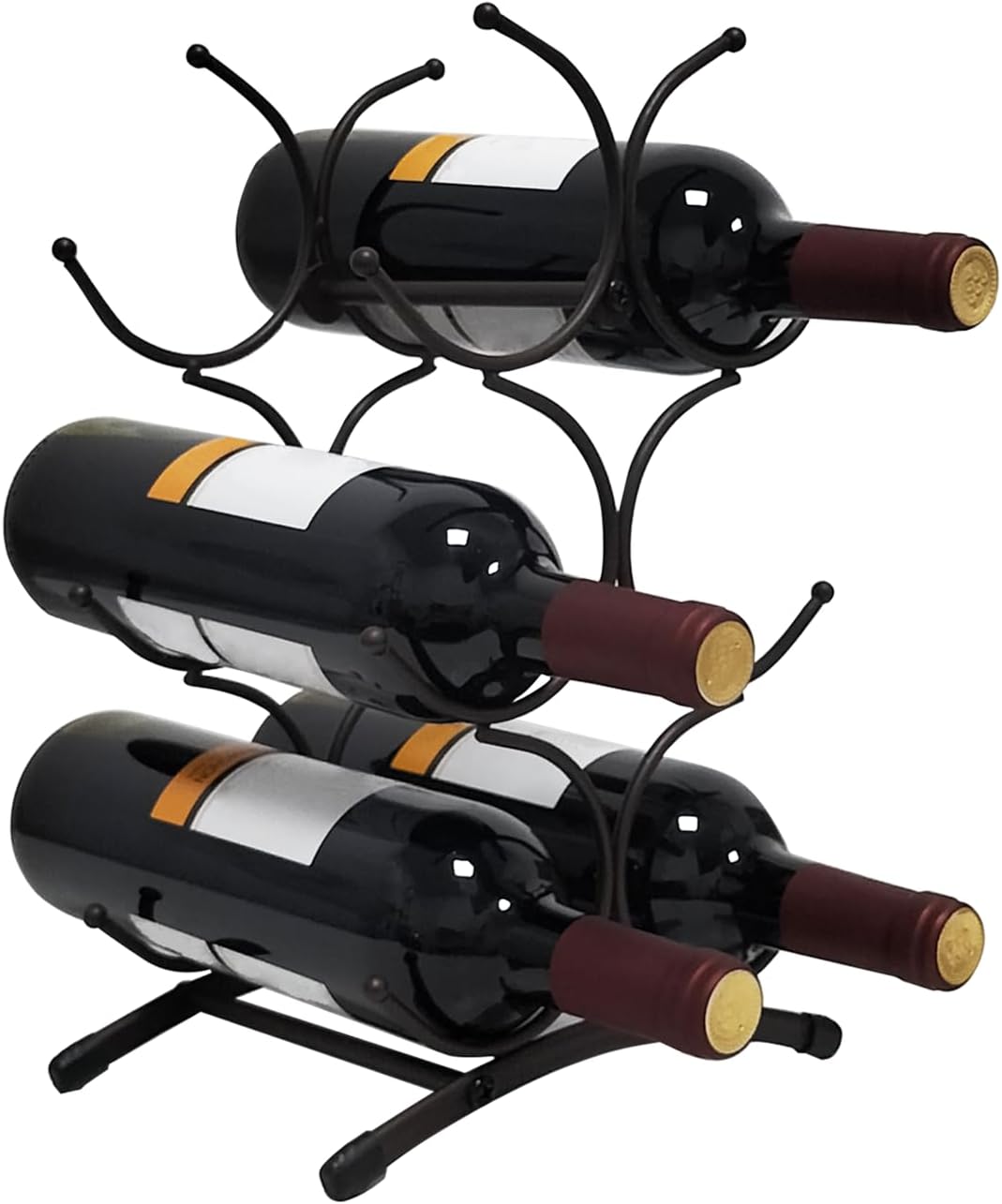 Tabletop Wine Rack - 6 Bottle Capacity Iron Storage