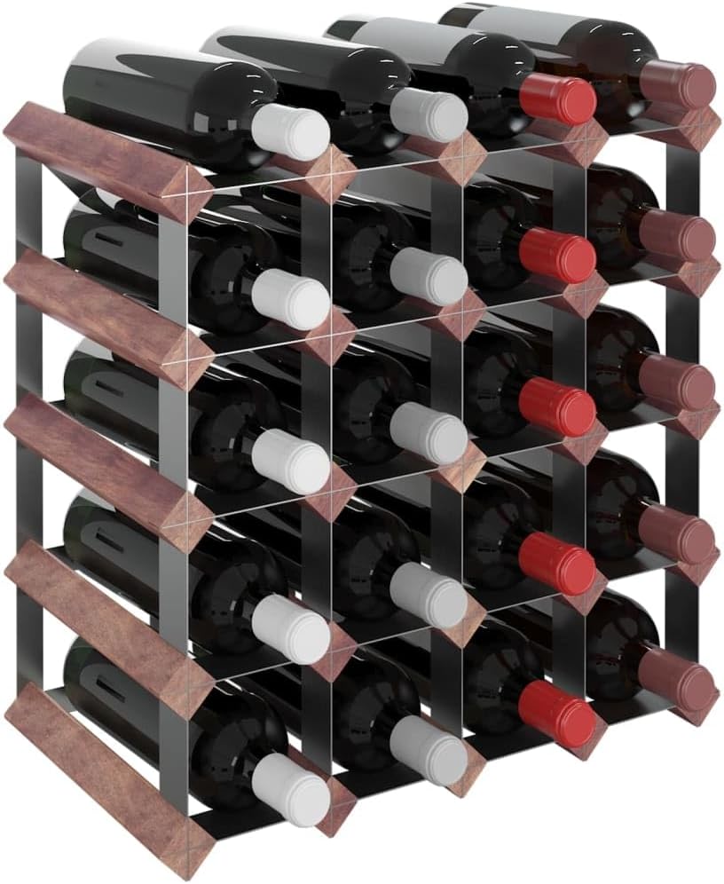 YAFF 20-Bottle Brown Solid Wood Wine Rack