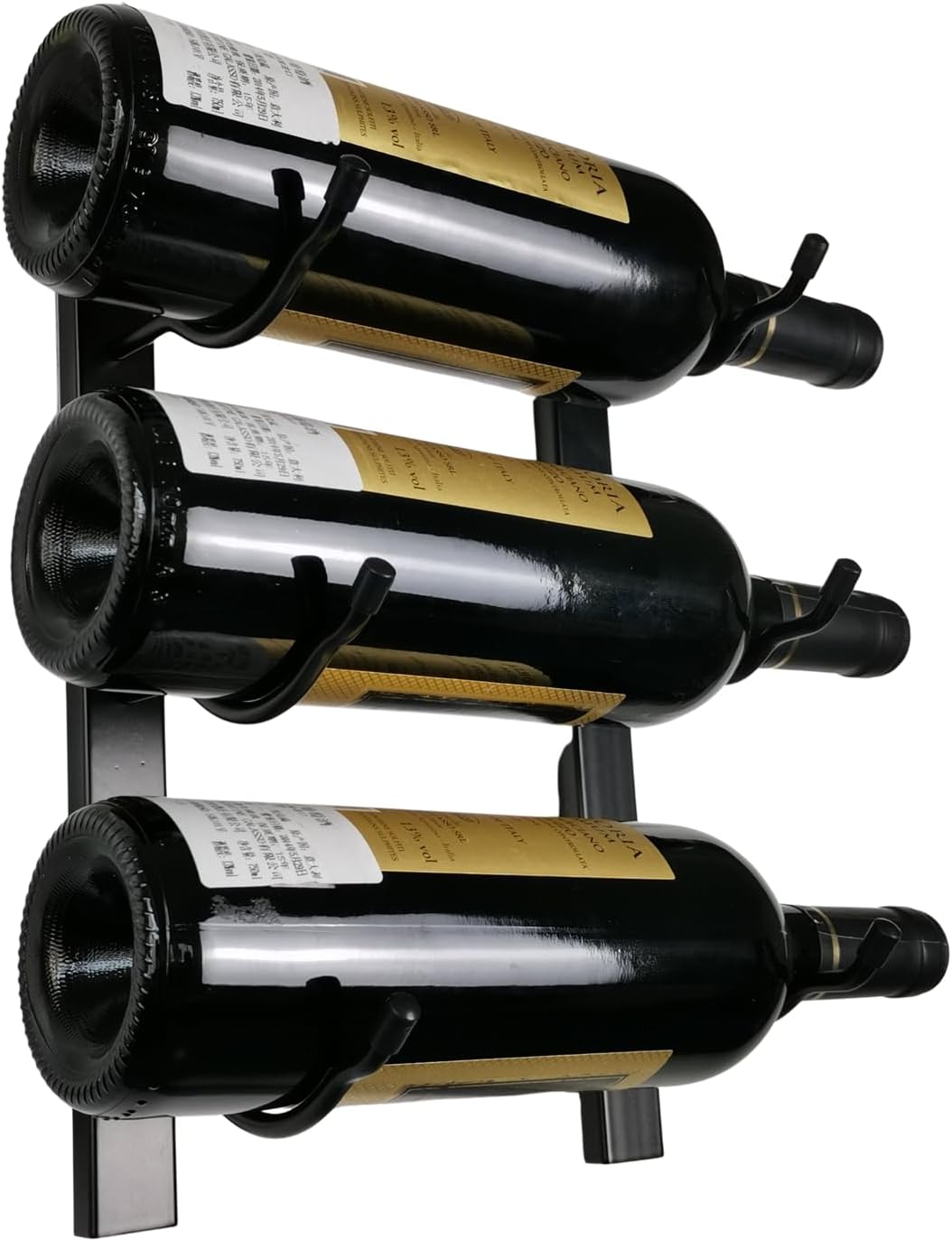 GAMEMEN Wall Mounted Wine Rack - 3 Bottles Matte Black