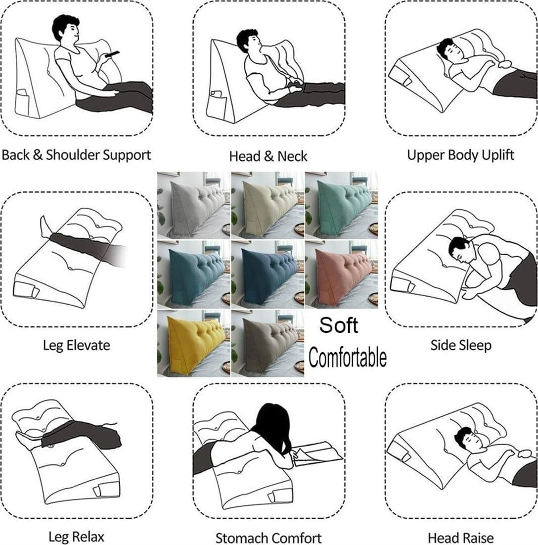 COZMAX Headboard Wedge Pillow Yellow 787in Reading Support Cushion