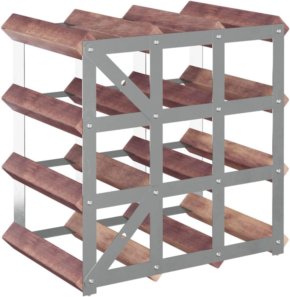 Aisifx 12-Bottle Wine Rack Brown Solid Pine