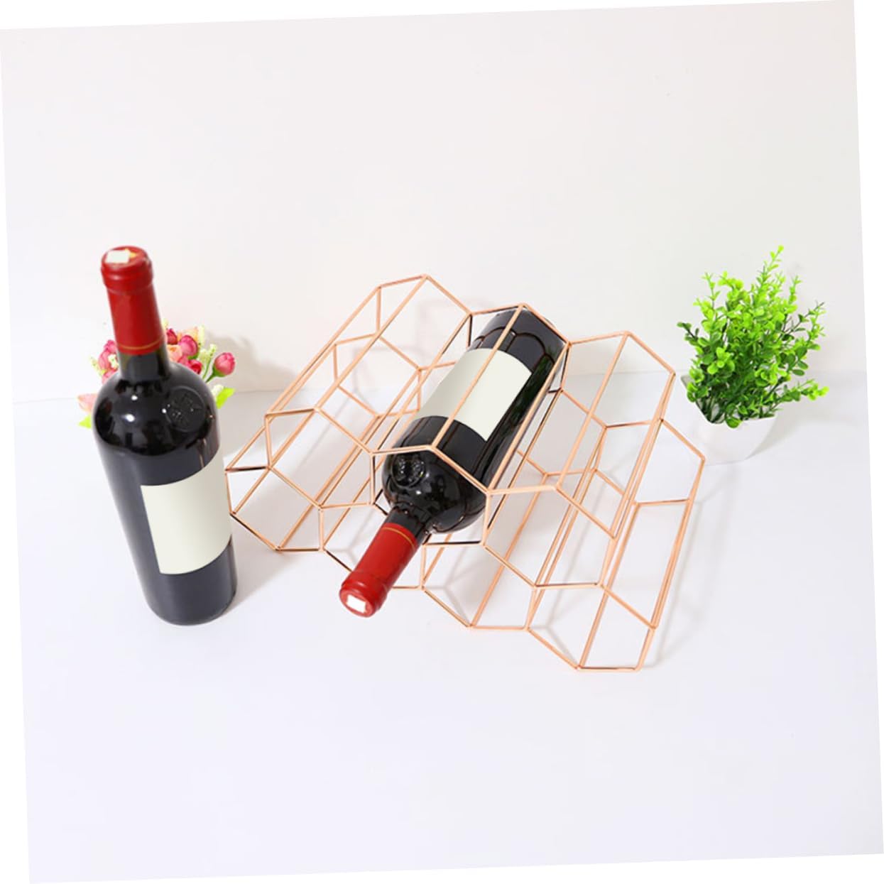 VICASKY Freestanding Rose Gold Wine Rack 7 Bottle Capacity