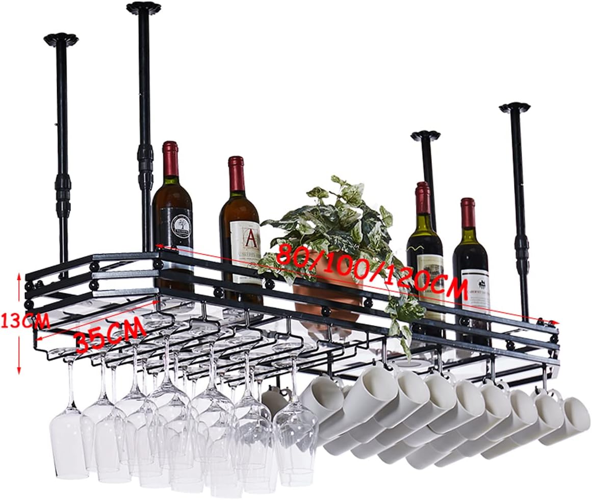 DASHADAO Ceiling Wine Glass Rack Bronze Adjustable 80x35cm