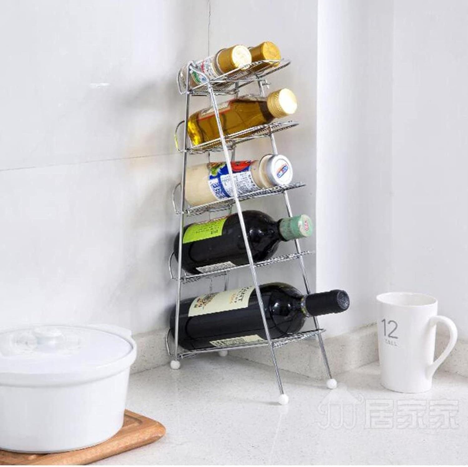 5 Bottle Free Standing Iron Wine Rack