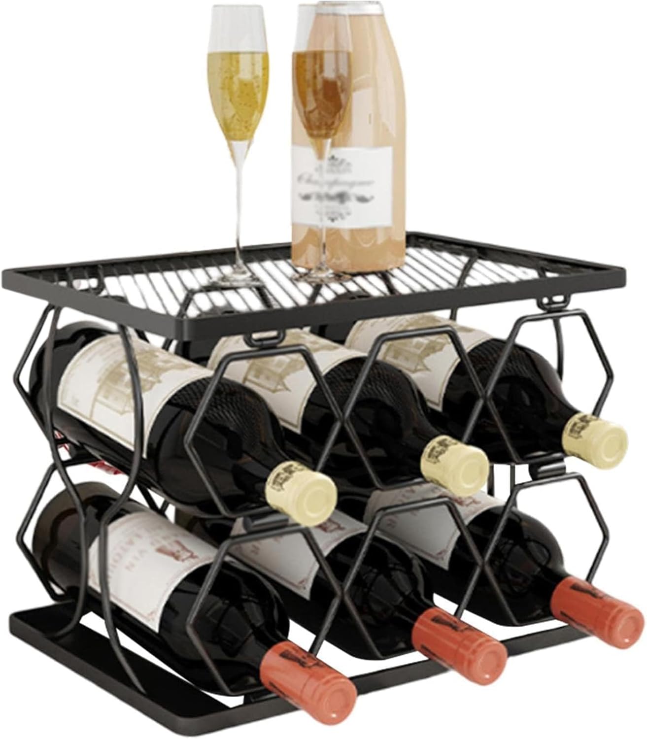 Modern Foldable Wine Rack for 6 Bottles