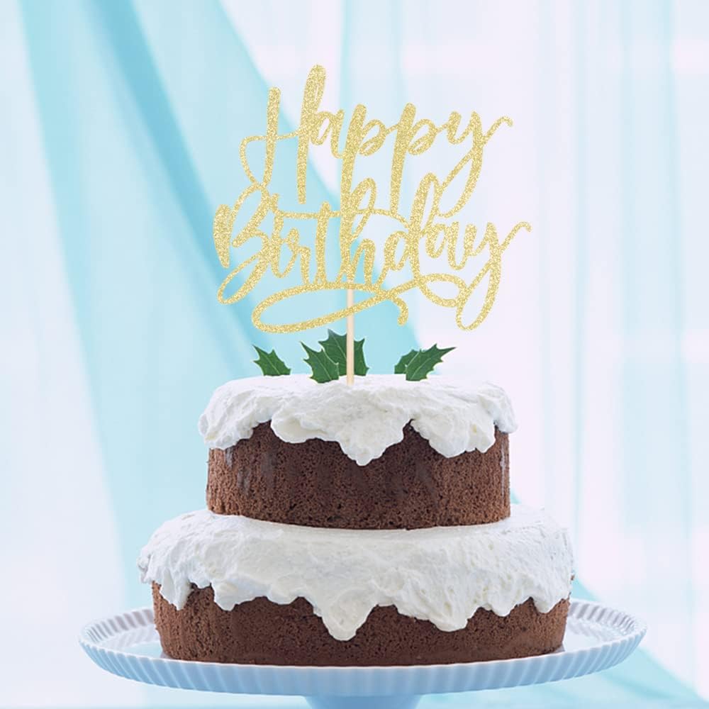 Kaoenla Happy Birthday Cake Topper - Gold Decorative