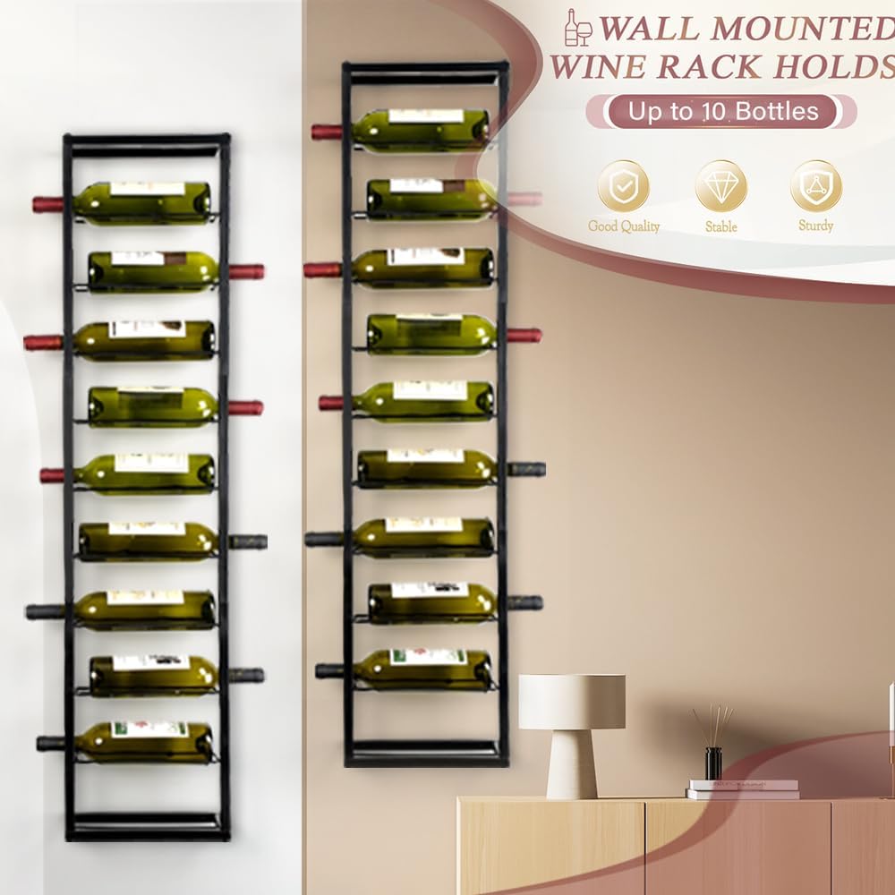 FLstudio Wall Wine Rack 10 Bottle Holder Organizer Display