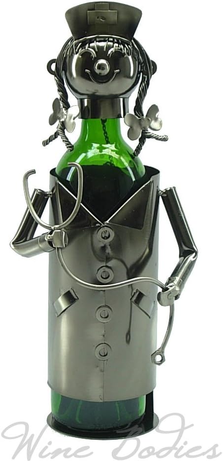 Nice Nurse Metal Wine Bottle Holder Charcoal 1