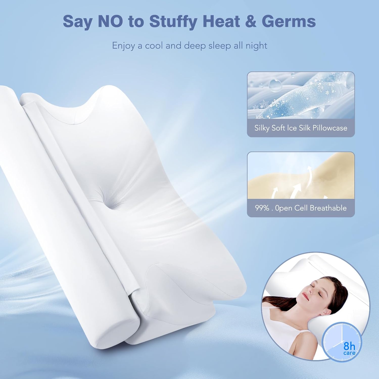 KINGJOY 2-in-1 Neck Pillow - Cooling Back Cervical Support