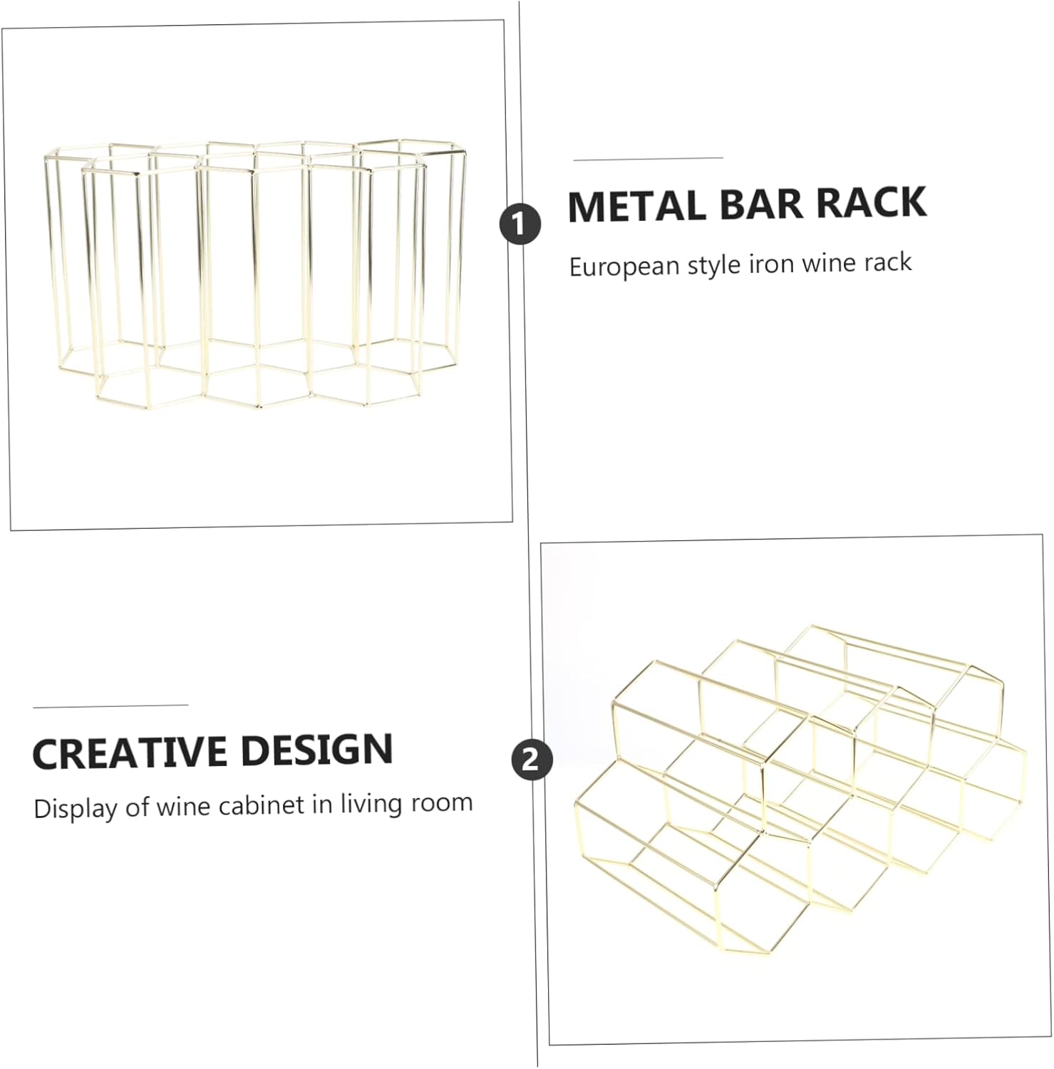 Mikinona Double Layer Freestanding Wine Rack with Gold Finish