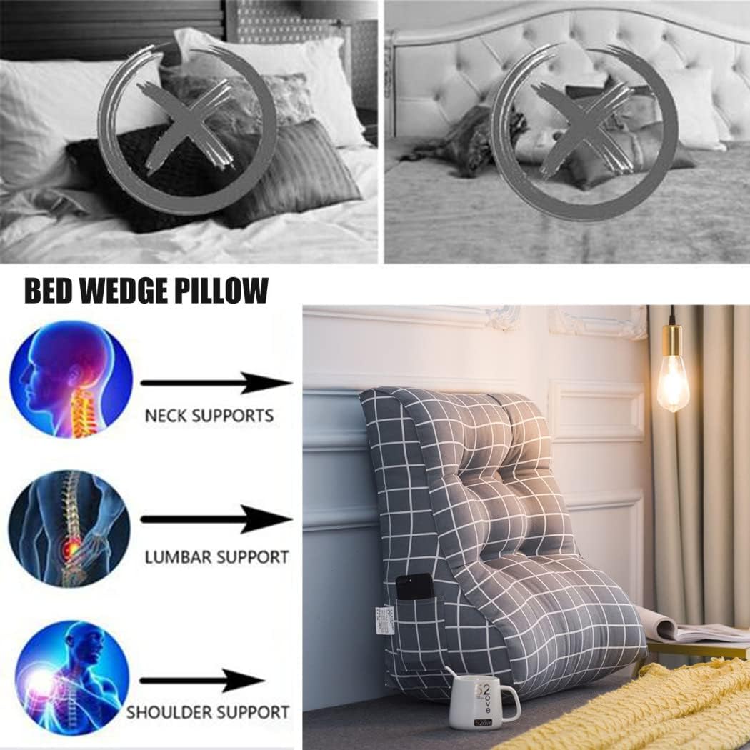 ZZYK Triangular Bedrest Support Pillow for Sofa Bed and Office Chair