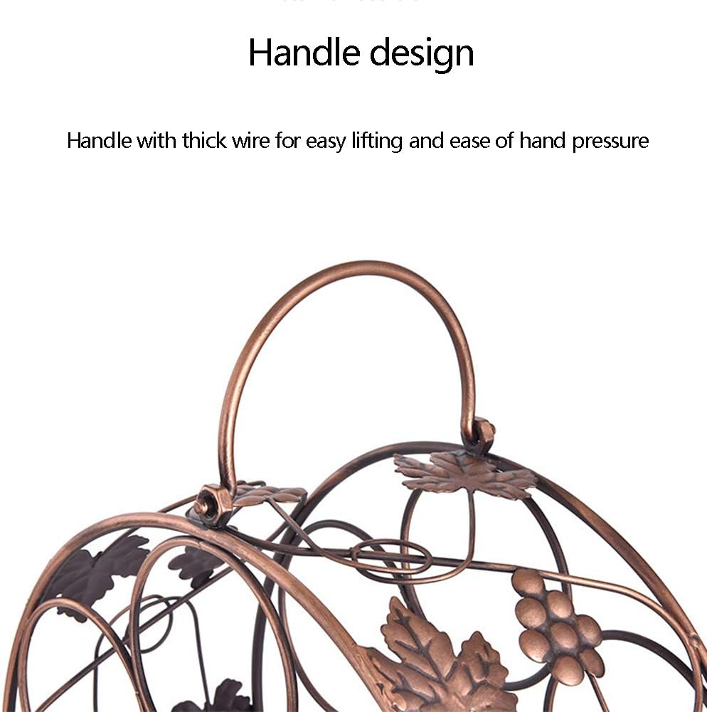 Round Grape Leaf Wine Rack Bronze Rustic Style