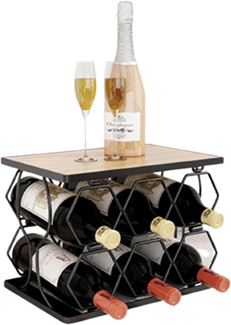 JUSHZ Foldable Wine Rack Holder 6-Bottle Black